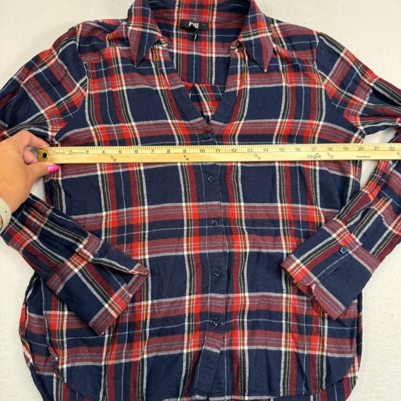 Paige Button Down Flannel Shirt Womens Size Small Red Blue Long Sleeve - Picture 5 of 6